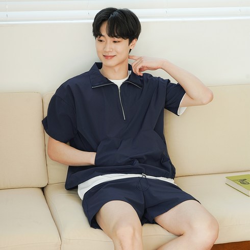파란 에이든 아노락 커플 상하 세트