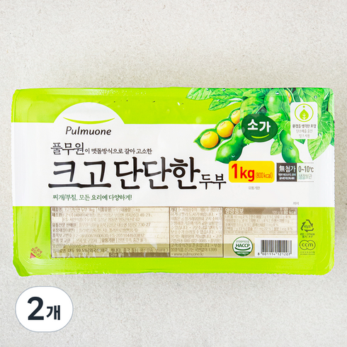 풀무원 크고 단단한 두부, 1kg, 2개