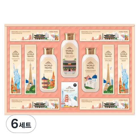 CJ 단독구성 바디세트 - LG생활건강 월드 트레블 에디션 선물세트 A3 + 쇼핑백, 6세트