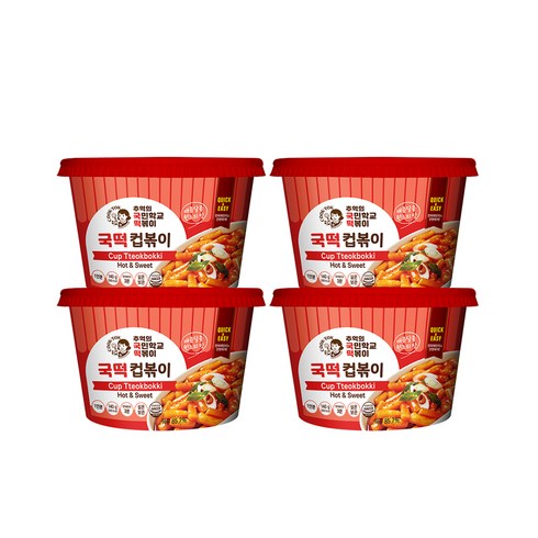 컵떡볶이 - 추억의국민학교떡볶이 컵볶이 오리지널, 140g, 4개