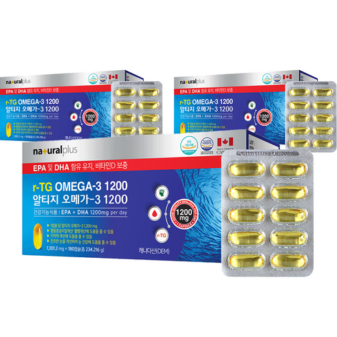 내츄럴플러스 알티지 오메가3 1200, 180캡슐, 3박스