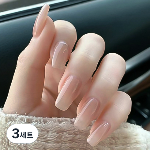 바르나 시럽 누드 붙이는 네일팁 인조손톱 세트 C타입, 3세트, 혼합색상