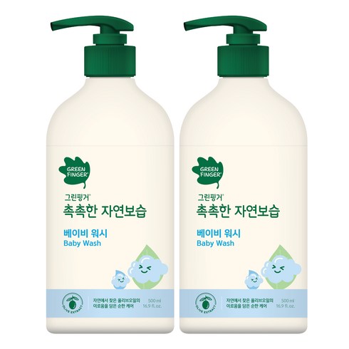 그린핑거 촉촉한 자연보습 베이비 워시, 500ml, 2개