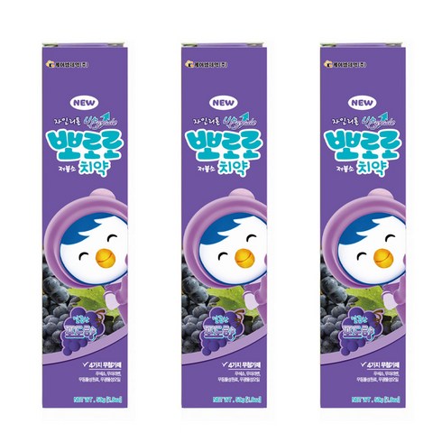 뽀로로치약 - 뽀로로 저불소 치약 포도향, 50g, 3개입