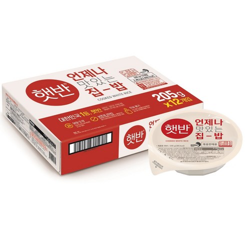 햇반 백미밥, 205g, 12개