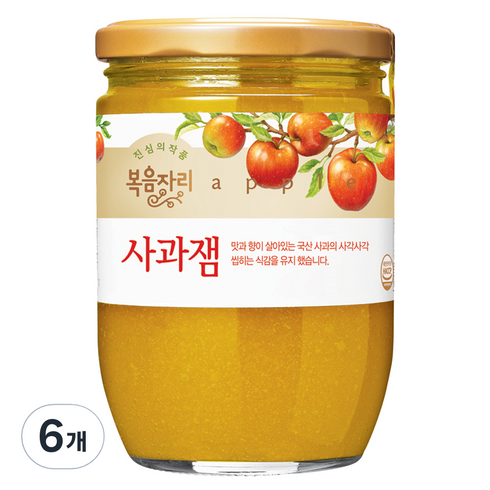 복음자리사과잼 - [복음자리] 과일잼(사과잼), 620g, 6개