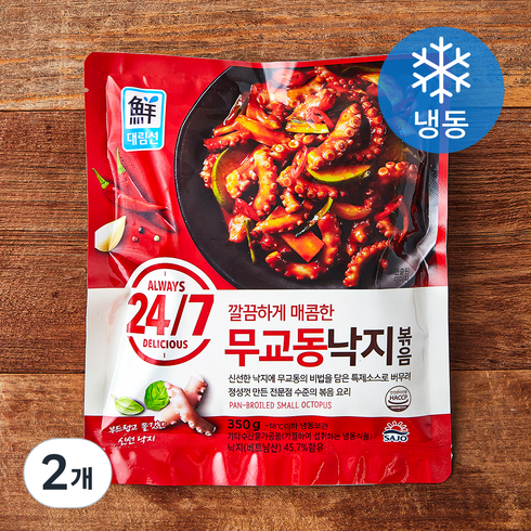 낙지볶음 - 대림선 24/7 깔끔하게 매콤한 무교동 낙지 볶음 (냉동), 350g, 2개