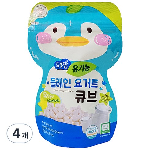 오가닉스토리 푸름맘 유기농 요거트 큐브 16g, 플레인 요거트맛, 4개