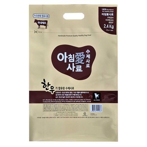 아침애사료 - 아침애사료 한우로 만든 강아지 수제사료, 소, 12개, 200g