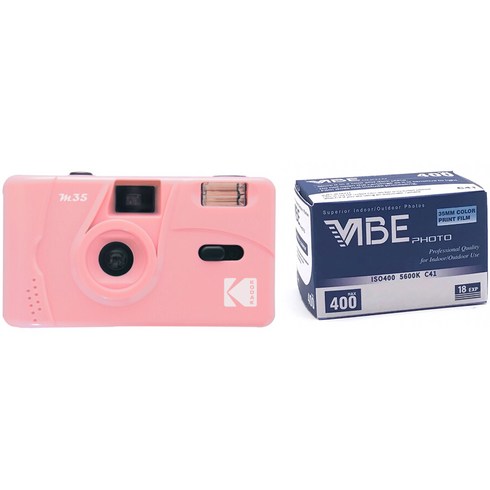 KODAK 카메라 M35 핑크 + 바이브 400 18 컬러네거티브 필름, 1세트, M35(카메라)