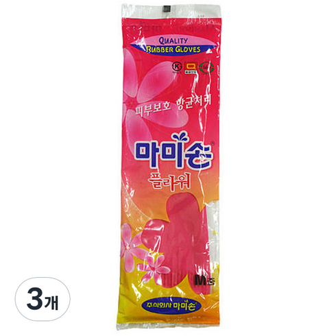2023년 가성비 최고 고무장갑 - 마미손 고무장갑 플라워, 핑크, 3개, 중(M)