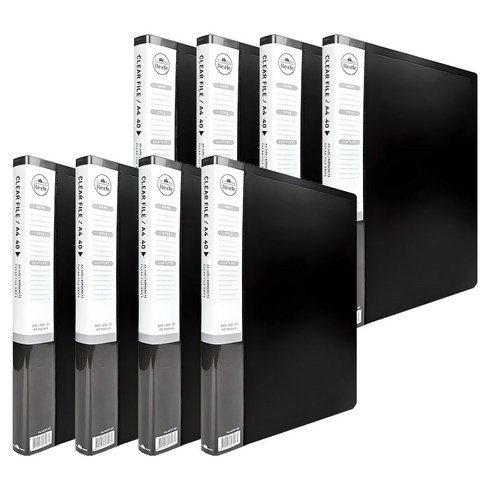 희망사무포인트 리클 클리어 파일 40매, 검정, 8개