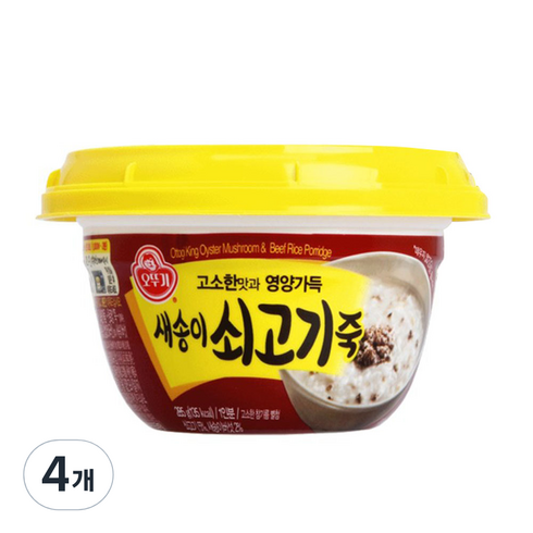 2023년 가성비 최고 죽 - 오뚜기 즉석 새송이 쇠고기죽, 285g, 4개입