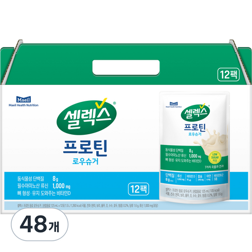 셀렉스 파우치 프로틴 음료 로우슈거 12p, 125ml, 48개