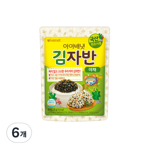 아이배냇 김자반, 야채맛, 6개, 25g