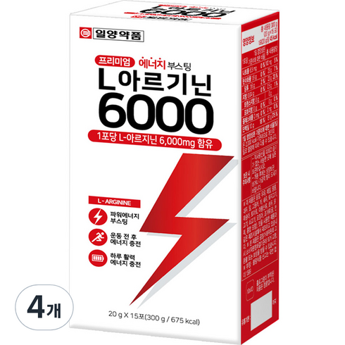 아르기닌6000 - 일양약품 L 아르기닌 6000 15p, 300g, 4개