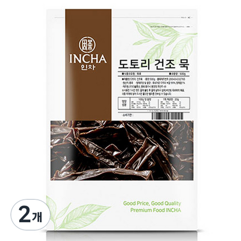 건조묵 - 인차 도토리 건조묵, 2개, 500g