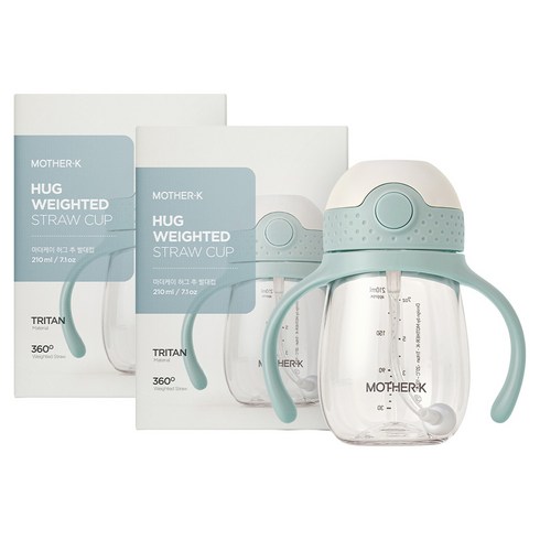 마더케이 허그 추 빨대컵 210ml, 2개, 민트