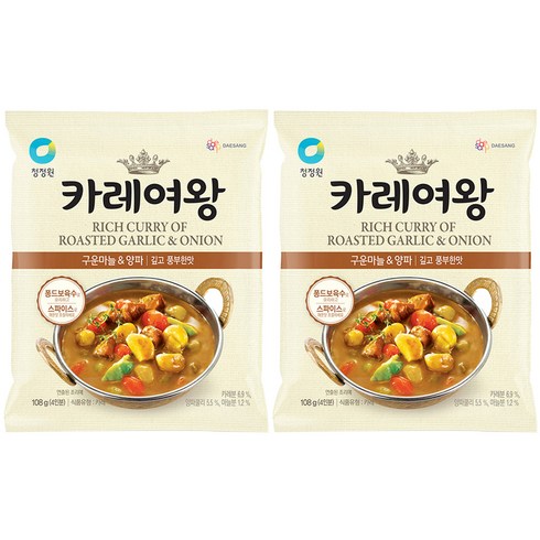 청정원 카레여왕 구운마늘&양파, 108g, 2개