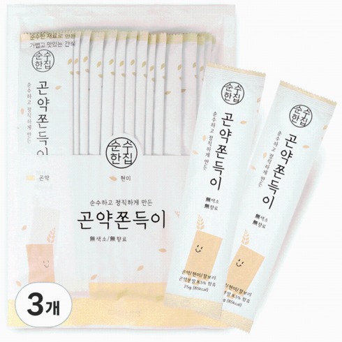 순수한집곤약쫀드기 - 순수한집 곤약쫀드기, 375g, 3개