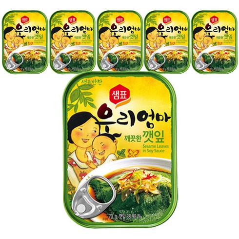 샘표우리엄마 깨끗한깻잎 기타반찬통조림, 70g, 6개입