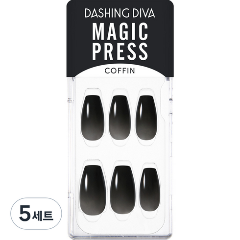 데싱디바 매직프레스 네일팁 세트, 클리어 블랙, 5개