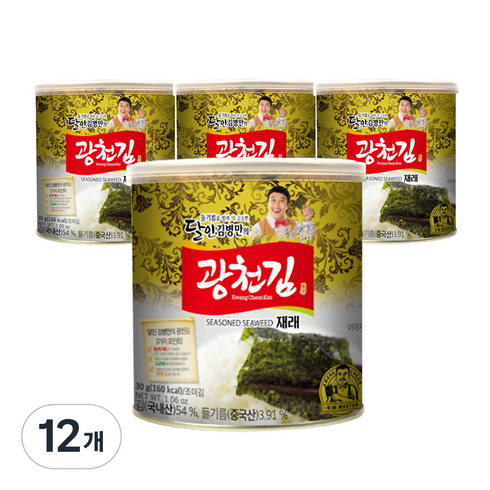 2023년 가성비 최고 광천캔김 - 광천김 달인 김병만 재래 캔김, 30g, 12개