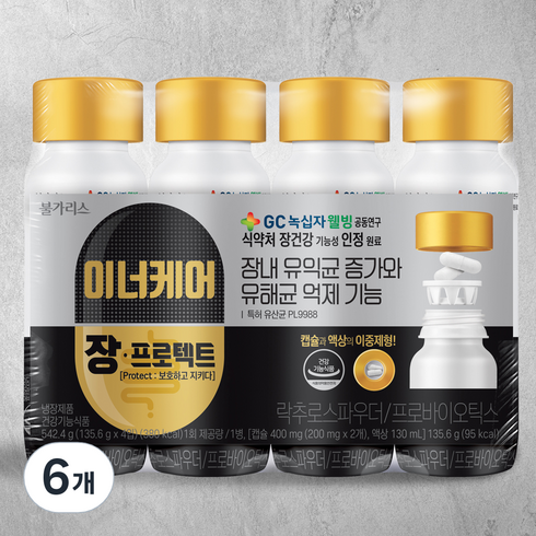 2023년 가성비 최고 이너케어 - 포스트바이오틱스 이너케어 장 프로텍트 유산균음료 4입, 542.4ml, 6개