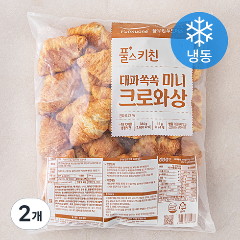 크로와상 - 풀스키친 대파쏙쏙 미니 크로와상 24개입 (냉동), 2개, 384g