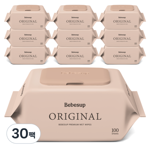 베베숲 오리지널 유아물티슈 캡형, 50g, 100매, 30개