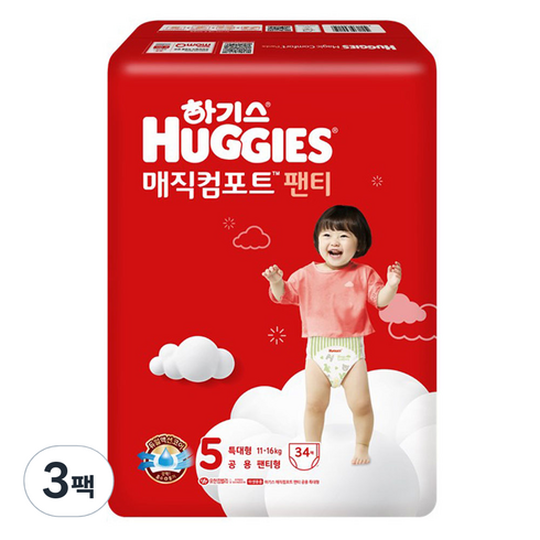 하기스매직컴포트 - 하기스 매직컴포트 팬티형 기저귀 남여공용, 5단계, 102매