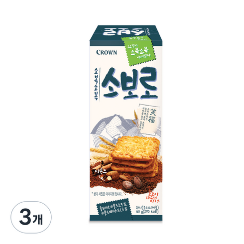 크라운 소복소복 소보로, 60g, 3개