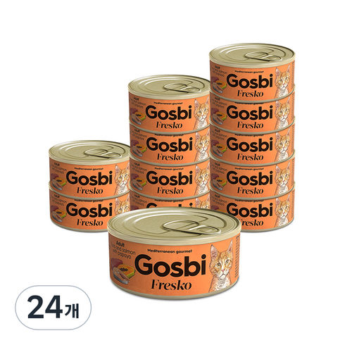 고스비 어덜트 프레스코 고양이 캔 참치와연어 앤 파파야, 생선, 70g, 24개