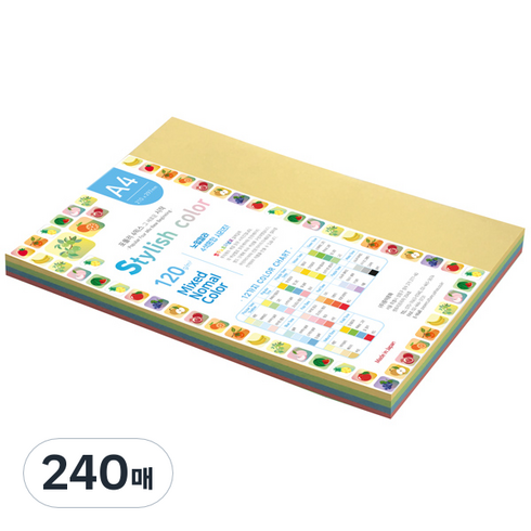 종이문화 스타일리쉬 시즌칼라 색지 혼합 159 SN-Vivid Tone 120g, A4, 240매