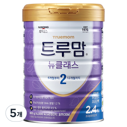 트루맘2단계 - 일동후디스 트루맘 뉴클래스 분유 2단계 6~12개월, 800g, 5개