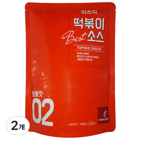 미쓰리 떡볶이소스 02 보통맛, 780g, 2개