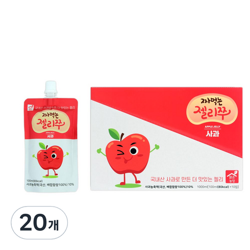 맑은농장 짜먹는 젤리쭈 사과, 100ml, 20개