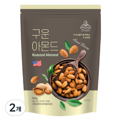 넛츠팜 구운 아몬드, 600g, 2개