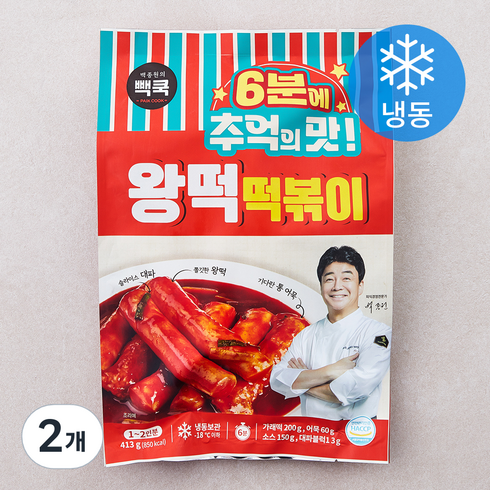 송은이떡볶이 - 빽쿡 백종원 왕떡 떡볶이 (냉동), 413g, 2개