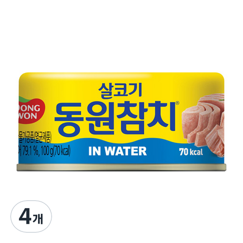 동원 살코기 참치 인 워터, 100g, 4개