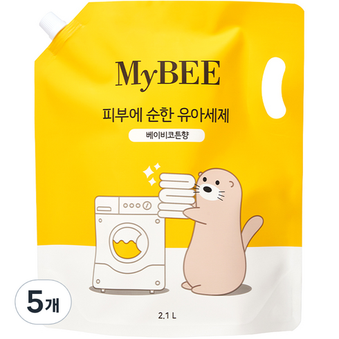 마이비 피부에 순한 유아세제 베이비코튼향 리필, 2100ml, 5개