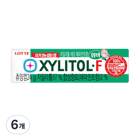 롯데 자일리톨 츄잉껌 F, 24g, 6개