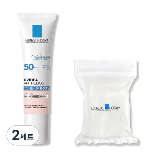 라로슈포제 유비데아 안뗄리오스 톤업 로지 선크림 SPF50+ PA++++ 30ml + 화장솜 30매, 2세트