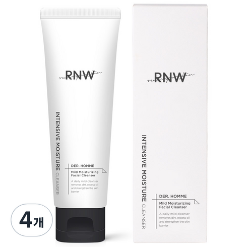 알엔더블유 더 옴므 마일드 모이스처라이징 페이셜 클렌저, 120ml, 4개