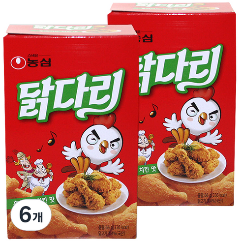 닭다리과자 - 농심닭다리 후라이드 치킨 맛, 66g, 6개