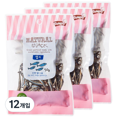 네츄럴스낵 고양이간식 50g, 멸치, 12개