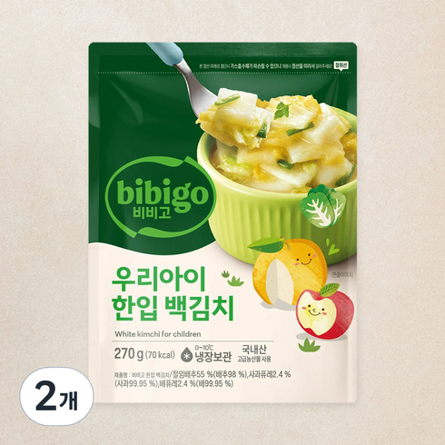 아기김치 - 비비고 우리아이 한입 백김치, 270g, 2개