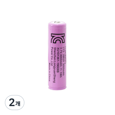 18650 배터리 충전지 3000mAh, 1개입, 2개