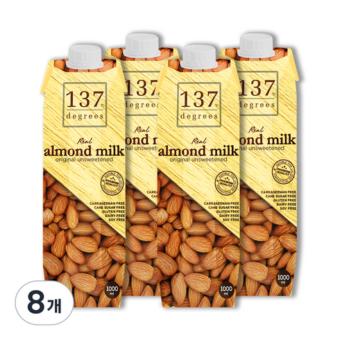 137디그리즈 아몬드밀크 언스위티드, 1L, 8개