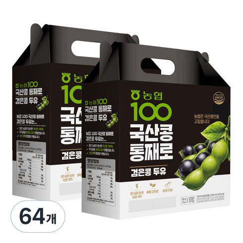 농협 100 국산콩 통째로 검은콩 두유, 190ml, 64개